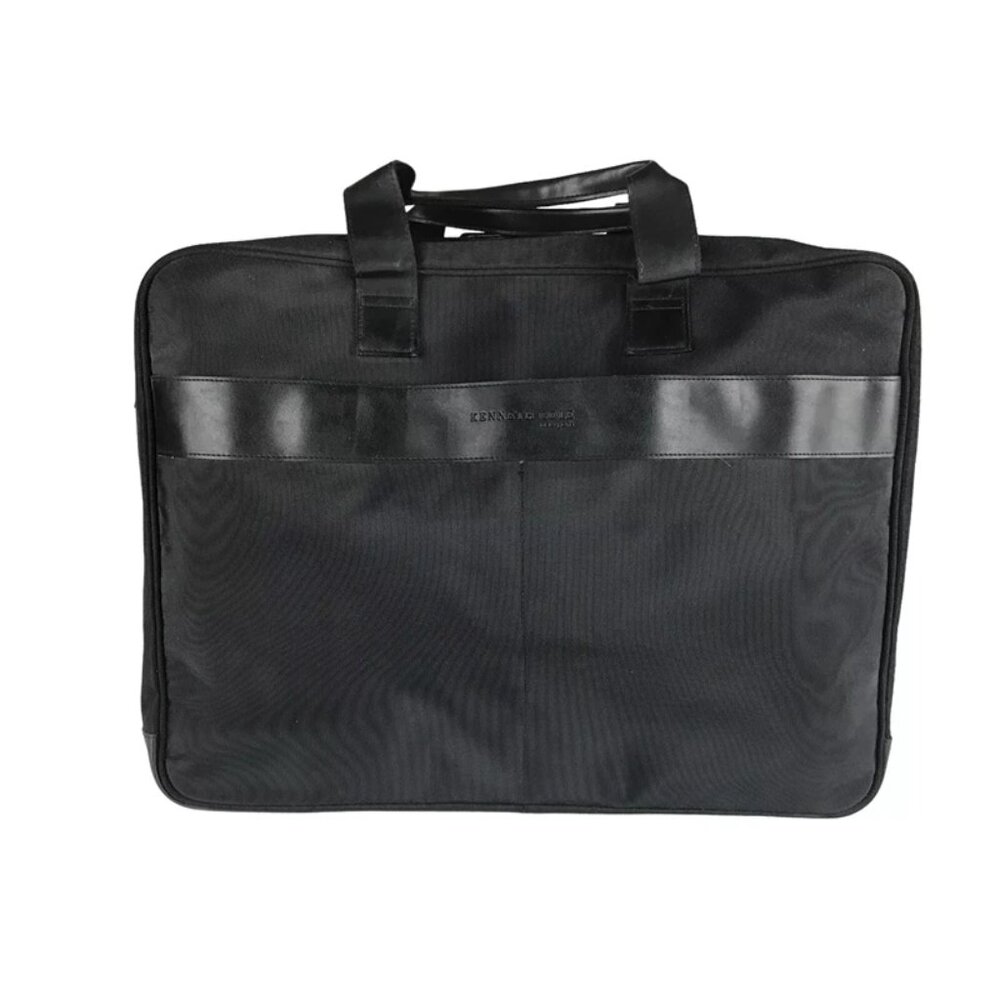 Kenneth Cole New York Unisex Black Canvas Zip Around Double Handles Laptop‎ Bag